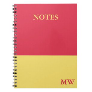 Monogram Colour Block Notebook Dark Pink and Yello