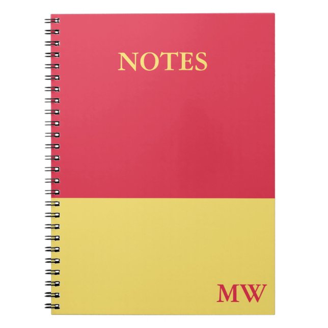 Monogram Colour Block Notebook Dark Pink and Yello (Front)