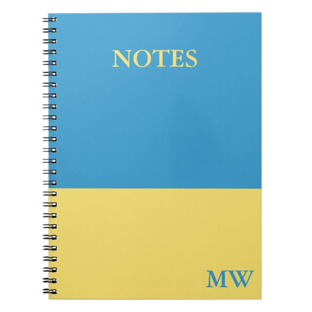 Monogram Colour Block Notebook Sky Blue & Yellow (Front)