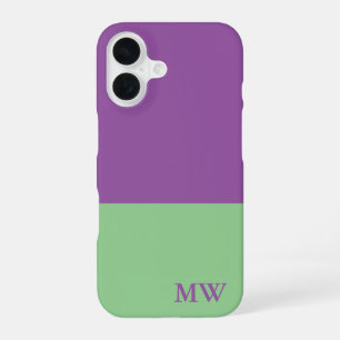 Monogram Colour Block Purple & Mint Green iPhone 16 Case