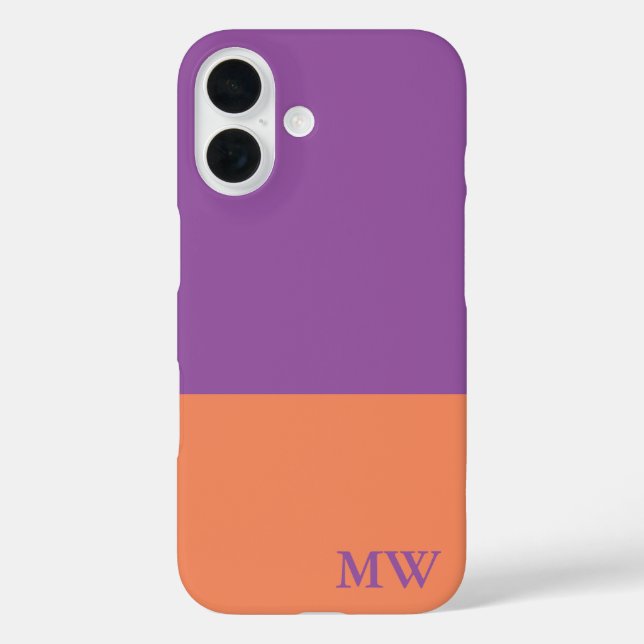 Monogram Colour Block Purple & Orange Case-Mate iPhone Case (Back)