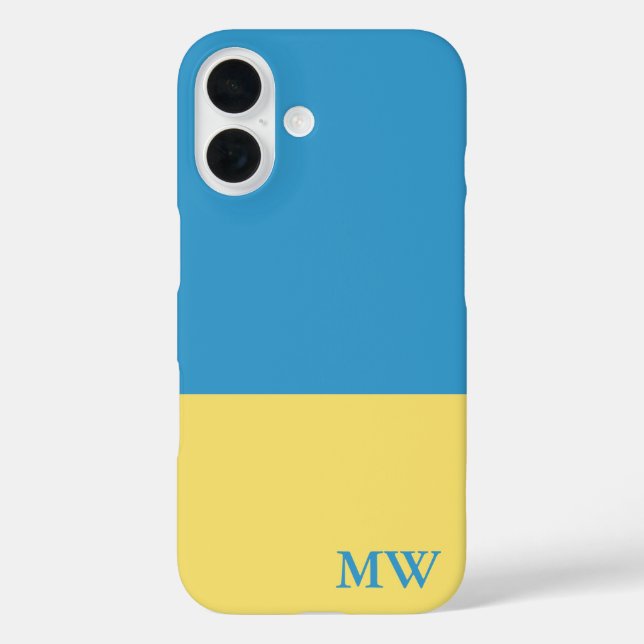 Monogram Colour Block Sky Blue & Yellow Case-Mate iPhone Case (Back)