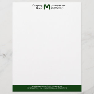 Monogram Colour Footer - Dark Green Customised Letterhead