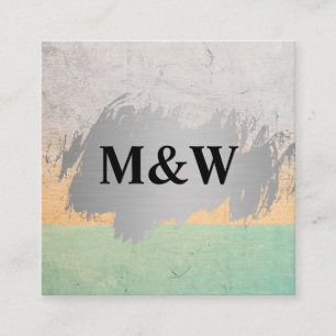Monogram Colour Slate Background Square Business Card