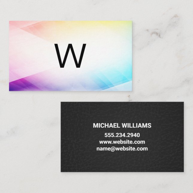 Monogram | Colourful Abstract Background Business Card (Front/Back)