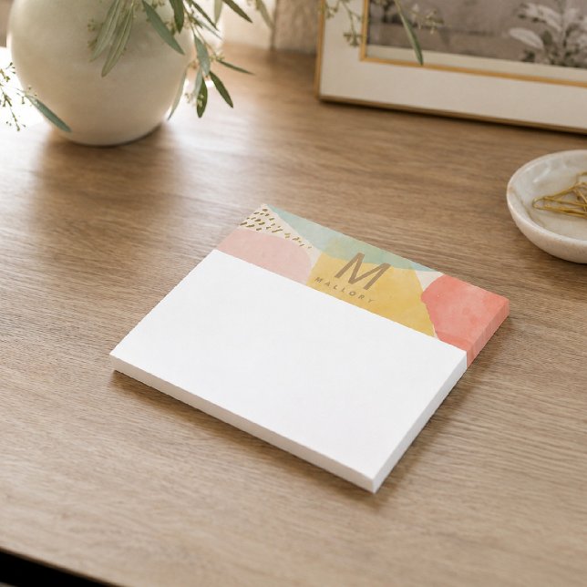 Monogram Colourful Abstract Shapes Post-It Notes (Creator Uploaded)