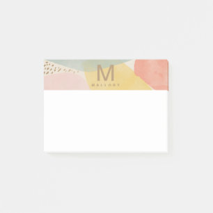 Monogram Colourful Abstract Shapes Post-It Notes