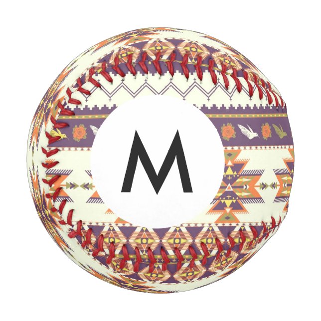 Monogram Colourful aztec pattern Baseball (Front Left)