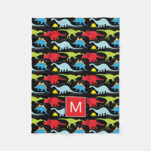 Monogram   Colourful Dinosaurs Fleece Blanket