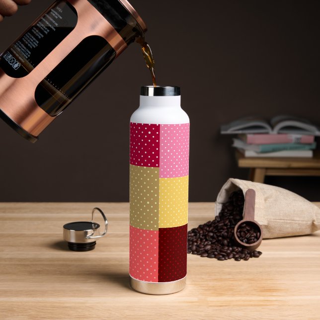 Monogram Colourful Dots Stylish  Water Bottle (Coffee)