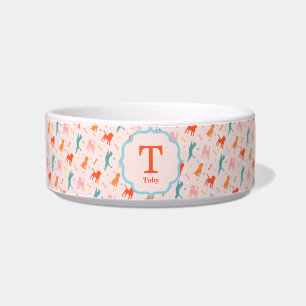 Monogram Colourful Fun Dog Pattern Bowl