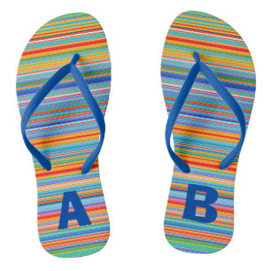 Monogram Colourful Multicolored Stripes Thongs