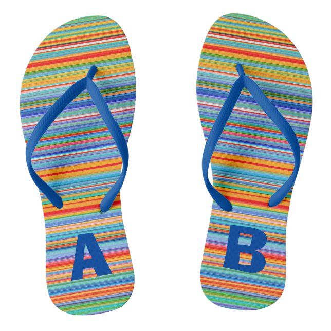 Monogram Colourful Multicolored Stripes Thongs (Footbed)