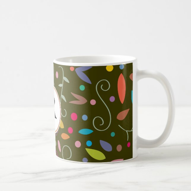 monogram & colourful patterned coffee mug (Right)