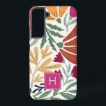 Monogram Colourful Retro Floral Boho Samsung Galaxy Case<br><div class="desc">Monogram Colourful Retro Floral Boho Samsung Galaxy S22  Case. Perfect as a custom gift to a girl,  daughter,  your friend or officemate.</div>