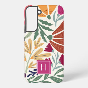 Monogram Colourful Retro Floral Boho Samsung Galaxy Case