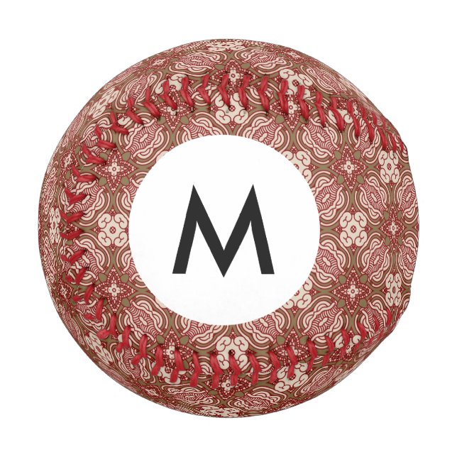 Monogram Colourful retro pattern background 4 Baseball (Front Left)