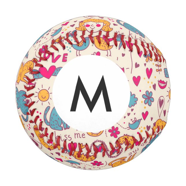 Monogram Colourful romantic pattern Baseball (Front Left)