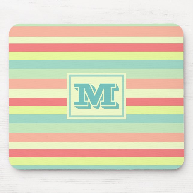 Monogram Colourful Summer Stripes Mouse Pad (Front)