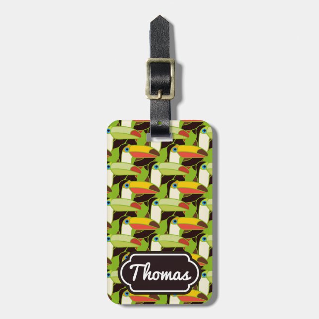 Monogram Colourful Toucans Luggage Tag (Front Vertical)