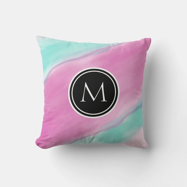 Monogram Colourful Watercolor Cushion (Front)
