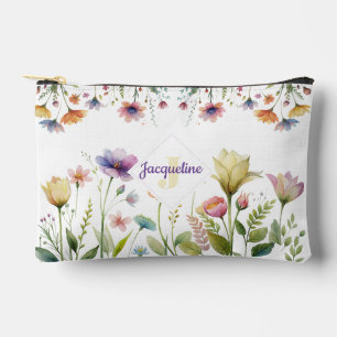 Monogram Colourful Wild Flower Illustrated Accessory Pouch