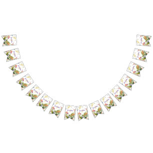 Monogram Colourful Wild Flower Illustrated Bunting