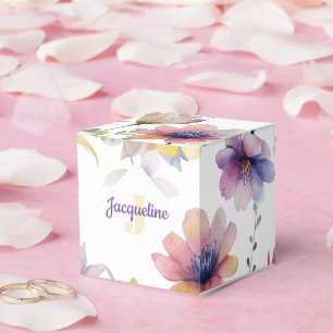 Monogram Colourful Wild Flower Illustrated Favour Box