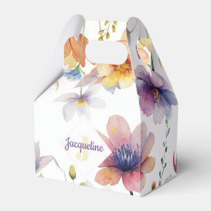 Monogram Colourful Wild Flower Illustrated Favour Box