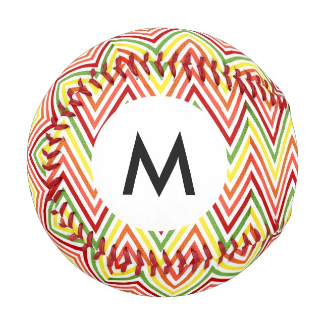 Monogram Colourful Zigzag Chevron Pattern Baseball (Front Left)