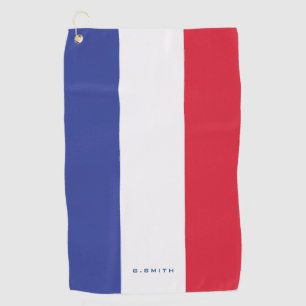 Monogram. Colours of France Flag. Golf Towel