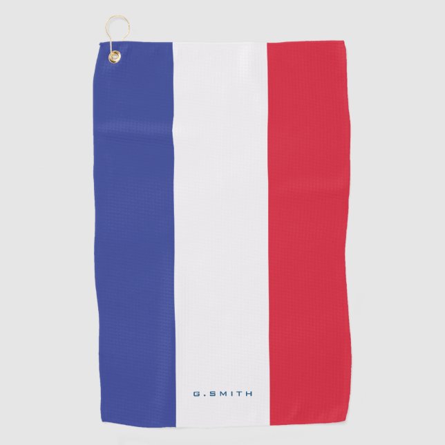 Monogram. Colours of France Flag. Golf Towel (Front)