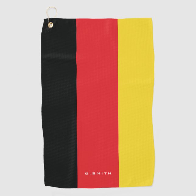 Monogram. Colours of Germany Flag. Golf Towel (Front)