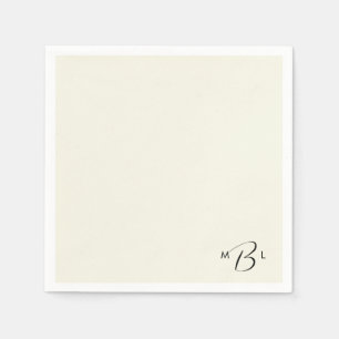 Monogram Combo Font Cream Wedding Cocktail Napkin