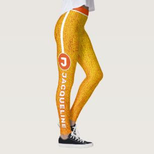 Monogram COMBO Orange Yellow Grunge with Name Leggings