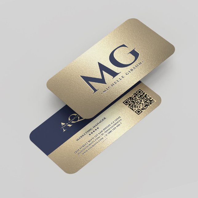 Monogram Company Blue Gold Professional Modern Business Card (Monogram Company Blue Gold Professional Modern Business Card
)