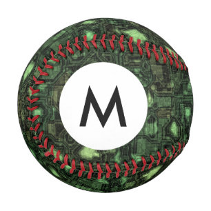 Monogram Computer circuit background Baseball