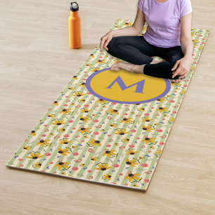 Monogram Coneflower Butterfly Floral Patterned Yoga Mat