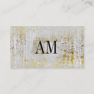Monogram Contemporary Gold White Rustic Business Card
