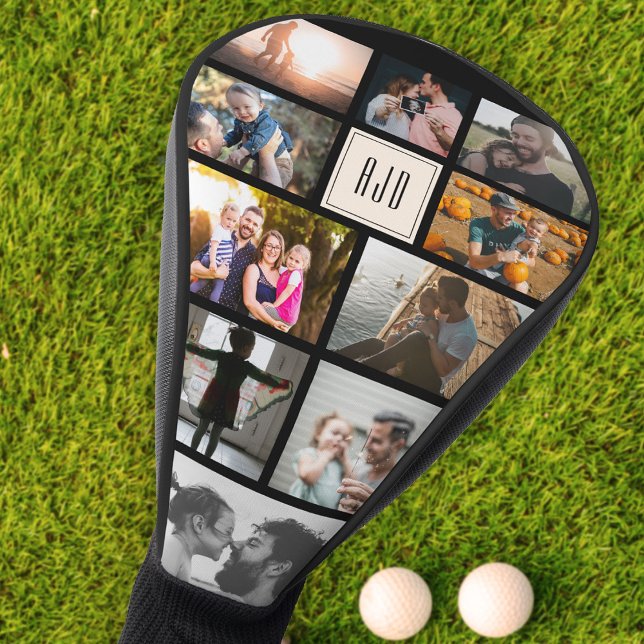 Monogram Cool Family Photo Collage Trendy Sports Golf Head Cover (Creator Uploaded)
