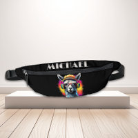 Monogram Cool Neon Retro DJ Llama