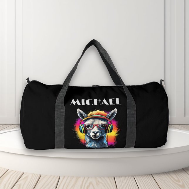 Monogram Cool Neon Retro DJ Llama Duffle Bag (Creator Uploaded)