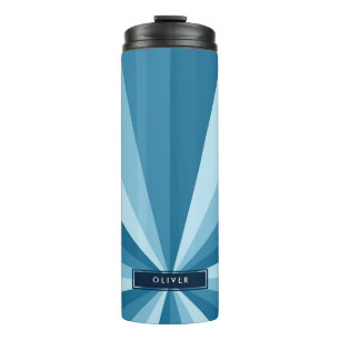 Monogram Cool Shades of Blue Colour Wheel Pattern Thermal Tumbler