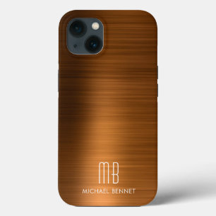 Monogram Copper Brown Brushed Metal  iPhone 13 Case