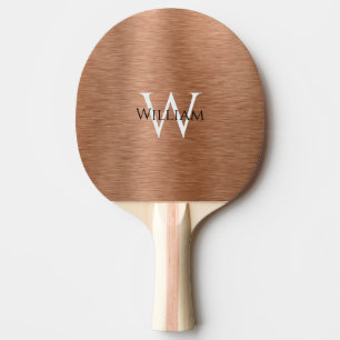 Monogram Copper Custom Name Initial Metallic Brown Ping Pong Paddle