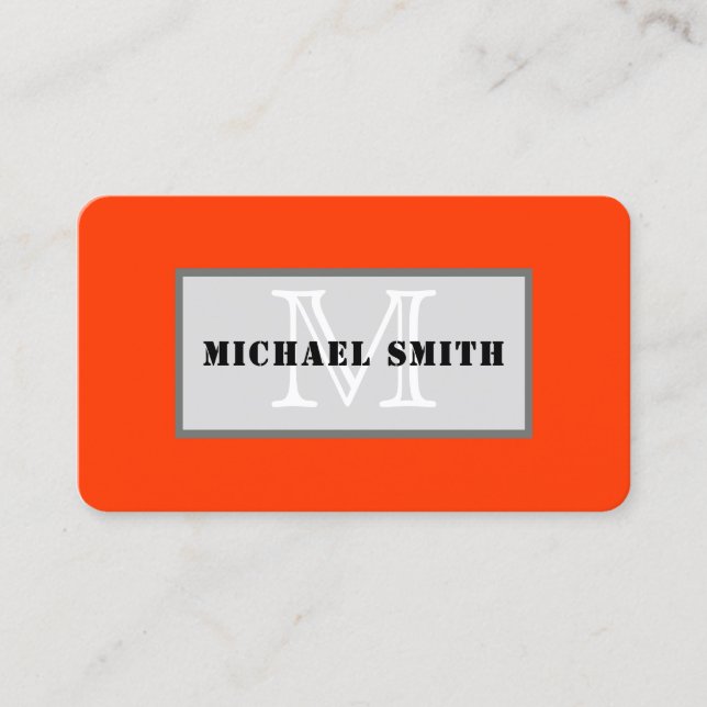 Monogram Coquelicot Solid Colour Background Business Card (Front)