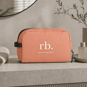 Monogram Coral Peach Elegant Feminine Minimalist Dopp Kit