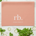 Monogram Coral Peach Elegant Feminine Minimalist Tea Towel<br><div class="desc">A minimalist monogram design with large typography initials in a classic font with your name below on a feminine coral peach background. The perfectly custom gift or accessory!</div>