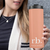 Monogram Coral Peach Elegant Feminine Minimalist