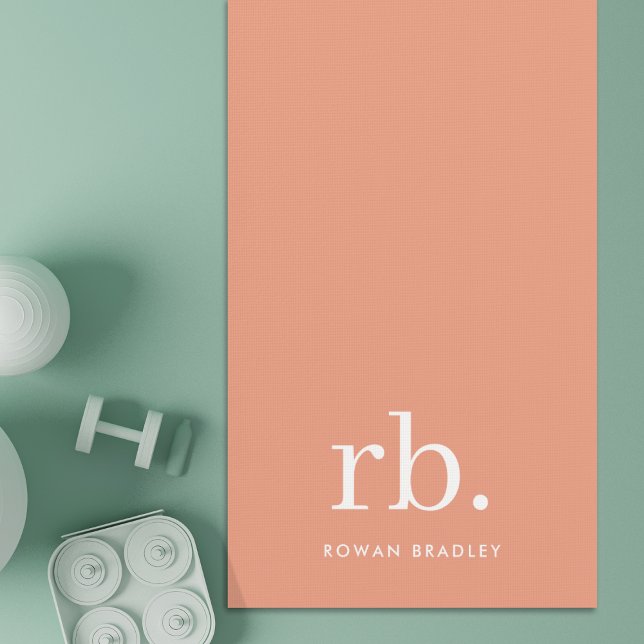 Monogram Coral Peach Elegant Feminine Minimalist Yoga Mat (Creator Uploaded)